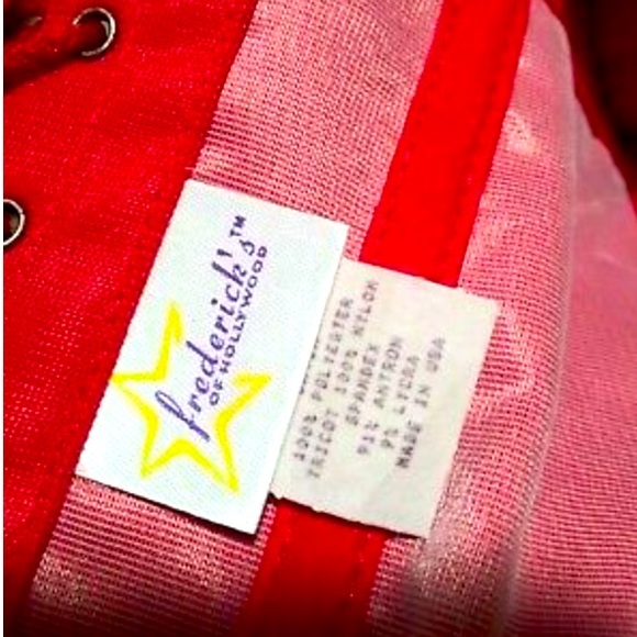 Fredericks of Hollywood Red Satin Garter Corset - Picture 5 of 6